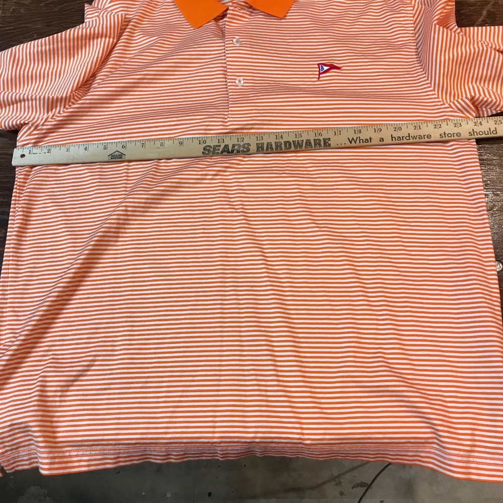 Belvedere Golf Club Mens Large Orange White Striped Supima Cotton Polo Shirt - Picture 9 of 12